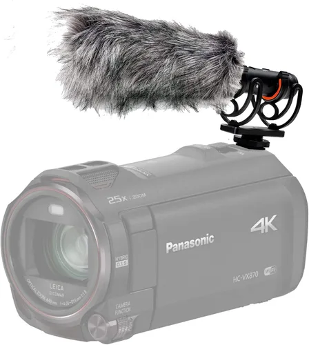 Vista 6 de Micrófono avanzado súper cardioide (estéreo/escopeta) con manguito de viento de gato muerto compatible con Panasonic HC-X1000
