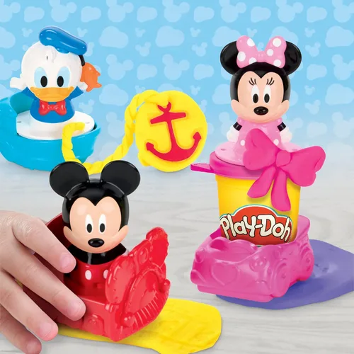 Vista 2 de Play-Doh Disney Junior Mickey Mouse Clubhouse, Stamp & Go Megapack con Mickey, Minnie y Donald, artes y manualidades, juguetes preescolares