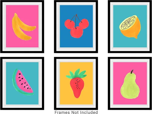 Vista 8 de WESTBROOK DESIGN STUDIO Impresiones artísticas abstractas de frutas n.º 18 para pared, juego de 6-8 x 10 pulgadas, decoración de cocina moderna