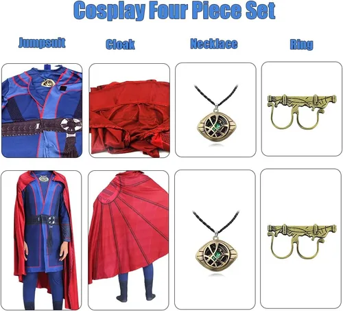 Vista 6 de Disfraz de cosplay para niños, capa con collar y anillo, disfraz de Halloween 2025 para niños