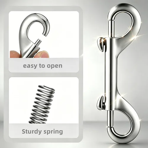 Vista 3 de Dog Lesh - Ganchos de doble extremo para caminar y correr, clips de perro de acero inoxidable para todas las correas de mascotas, cubos