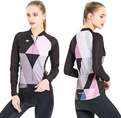 Vista 8 de Mysenlan - Conjunto de camiseta de ciclismo de manga larga transpirable con acolchado 3D, pantalones largos para bicicleta