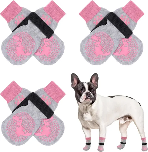 Vista 31 de SCENEREAL 6 piezas de calcetines antideslizantes para perros para prevenir lamido de patas para pavimento caliente/frío, calcetines de agarre