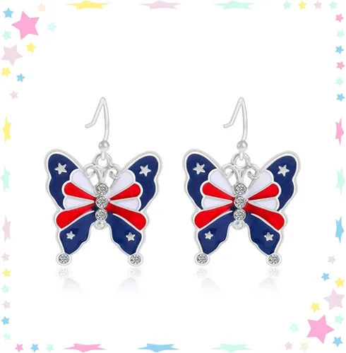 Vista 5 de American Flag Earrings Independence Day Earrings Memorial Day Earrings 4th of July Earrings Leather Earrings Independence Day Holiday Gifts