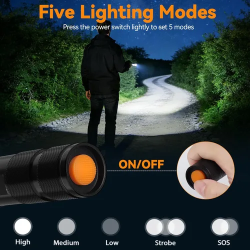 Vista 2 de CREE XML T6 3000 lúmenes táctico linterna LED, 5 modos, impermeable
