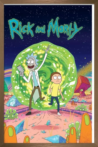 Vista 14 de Trends International Rick And Morty - Póster de pared de cubierta, 14.725 x 22.375 pulgadas, versión enmarcada de madera de granero