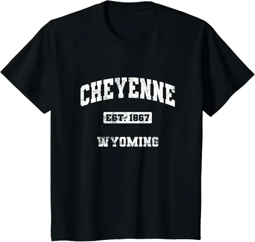 Vista 36 de Cheyenne Wyoming WY vintage state Camiseta de estilo atlético, Negro