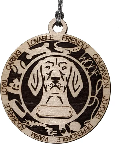 Vista 95 de Adorno de Navidad personalizado para perro Cavalier King Charles Spaniel, redondo de 3 pulgadas, madera cortada con láser de 2 capas, nombre y texto