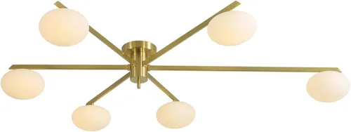 Vista 13 de Lámpara de araña moderna Sputnik de 3 luces con pantalla de vidrio lechoso - Lámpara de techo empotrada negra para cocina