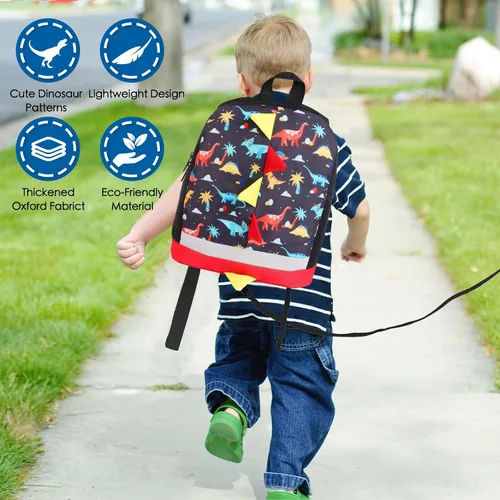 Vista 5 de Mochila para niños, mochila pequeña con diseño de dinosaurio, para niños, guardería, mochila escolar para niños y niñas, Dinosaurio Azul A3