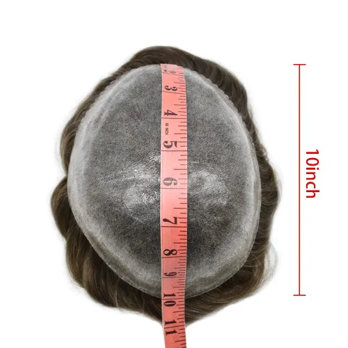 Vista 155 de Toupee para hombre 100% cabello humano real tupé para hombres 0.004 in piel de poliuretano para hombre, sistema de reemplazo de piezas de pelo