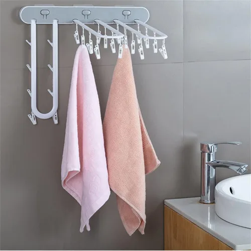 Vista 3 de Folding Multifunctional Clothes Rack Wardrobe Storage Rack Space Saving Clothes Rack(D)