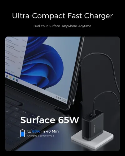 Vista 2 de Microsoft Surface - Cargador Surface Pro de 65 W para Surface Pro 3/4/5/6/7/8/9/10/X/11, compatible con Surface Book/portátil/tablet, compatible