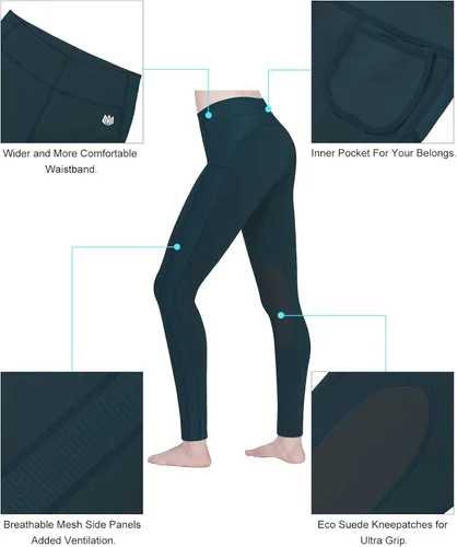Vista 4 de FitsT4 - Mallas de equitación para mujer, con parche para la rodilla, ventiladas