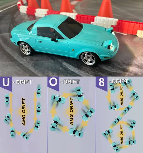 Vista 3 de HLSFWDRIVE Coche de deriva RC 1/18 escala LDRC Coche de deriva con Drifting Hobby RC Car para el giroscopio adulto Control proporcional Ejes