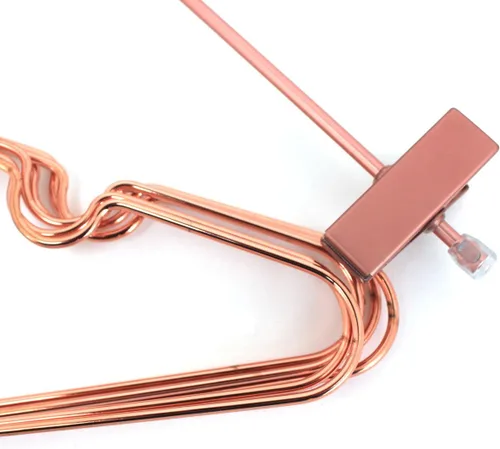 Vista 4 de 13.0 in Tamaño Niño Rosa Cobre Oro Brillante Metal Alambre Top Perchas de Ropa para Camisas Abrigo Almacenamiento y Exhibición