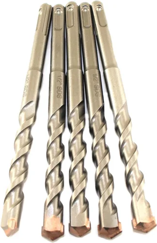 Vista 2 de TEMO SDS-Plus - Juego de 5 brocas de martillo giratorio (1/2 x 4 x 6 pulgadas) con punta de carburo para perforar hormigón, cemento, piedra