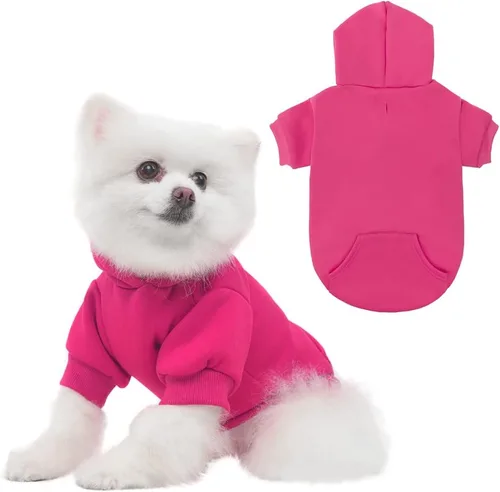 Vista 39 de KOOLTAIL Sudadera básica con capucha para perro, suave y cálida, con agujero para correa y con bolsillo, abrigo de invierno para perros, ropa