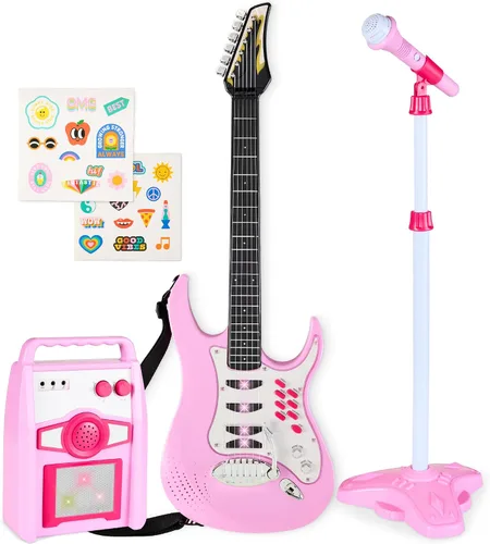 Vista 9 de Best Choice Products Juego de guitarra musical eléctrica para niños, kit de inicio de guitarra de juguete con 6 canciones de demostración, barra
