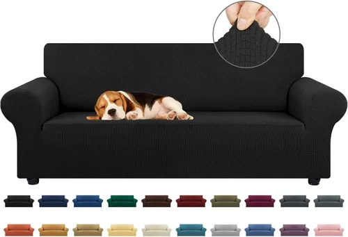 Vista 46 de KEKUOU Funda elástica para sofá biplaza, funda de sofá para sofá de 2 cojines (55-78 pulgadas), protector de muebles con parte inferior elástica