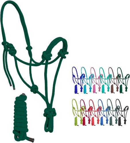 Vista 9 de Resistance Halter de cuerda ajustable de nailon liso con plomo a juego de 6 pies