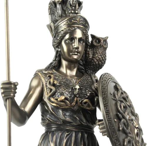 Vista 5 de Veronese Design Escultura griega de Atenea de la diosa griega de 21 1/8 pulgadas de alto, estatua de resina de bronce fundido en frío, decoración
