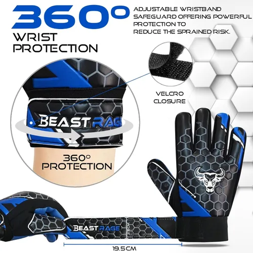 Vista 6 de BEAST RAGE Guantes de portero de fútbol para niños y jóvenes, guantes de portero de fútbol de 0.157 pulgadas (0.157 in) antideslizantes, palma