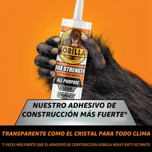 Vista 2 de Gorilla Max Strength - Adhesivo de construcción transparente, pegamento claro, cartucho de 9 onzas (paquete de 2) - Relleno de huecos e impermeable