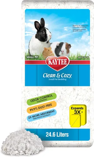 Vista 9 de Ropa de cama limpia y tierna para animal pequeño Kaytee, Blanco Fresh habitats. Soft guinea pig bedding. Odor control, rabbit bedding use, 99%