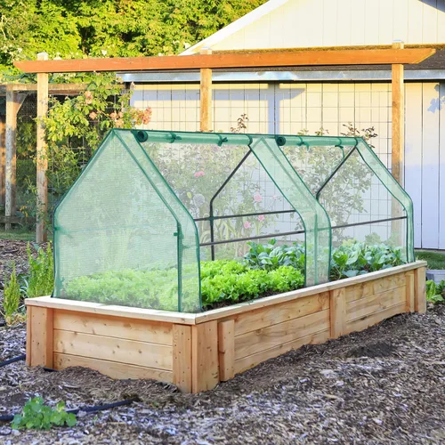 Vista 6 de Ohuhu Mini invernadero portátil, invernaderos de 71 x 36 x 36 pulgadas para exteriores con puertas dobles grandes con cremallera y estacas de Verde