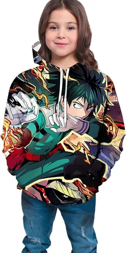 Vista 2 de Sudadera con capucha Katsuki con cordón 3D para jóvenes con capucha Izuku Midoriya para cosplay