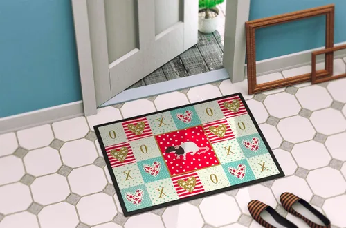 Vista 4 de Caroline's Treasures CK5459MAT Dumbo Rat Love Felpudo de 18 x 27 pulgadas, tapete rojo para puerta delantera para interiores y exteriores