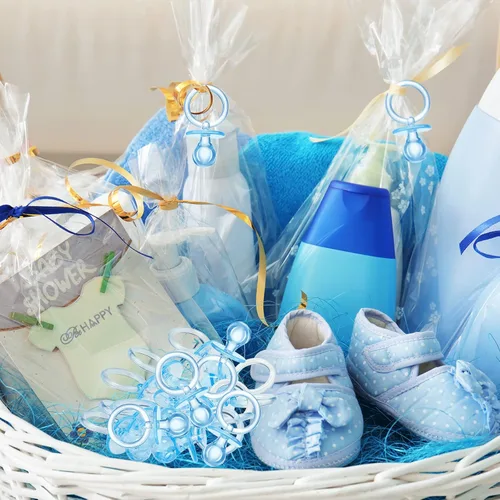 Vista 7 de Coume - 100 chupetes de 2.5 pulgadas para baby shower, fiesta, color azul