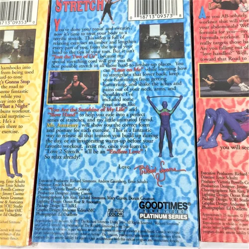 Vista 4 de Richard Simmons VHS Ejercicio Fitness Set con AB Bar y estiramiento Cord