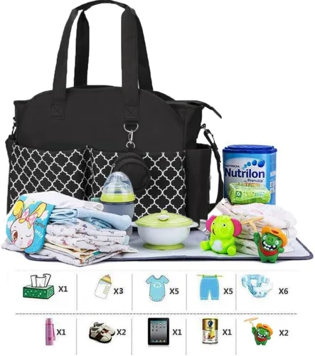 Vista 7 de Bolsa de pañales grande para bebé cambiador para mamá con cambiador