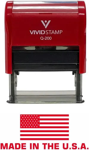 Vista 7 de Sello de goma autoentintado fabricado en los Estados Unidos (bandera) (tinta negra), mediano Negro