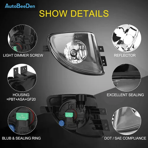 Vista 4 de Faros antiniebla compatibles con BMW 528i 535i 550i xDrive Sedan, ActiveHybrid 5 Sedan, F10 F11 5 Series, 2011 2012 2013, 1 par de lámparas