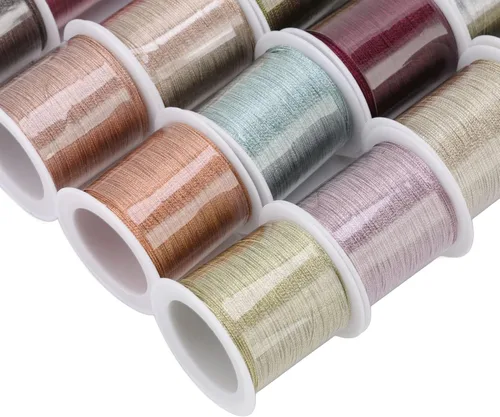Vista 6 de Cordón de poliéster con hilo de cuentas de 0.016 in, 20 rollos de 164.0 ft cada uno para hacer joyas, pulseras, collares, manualidades, cuerda