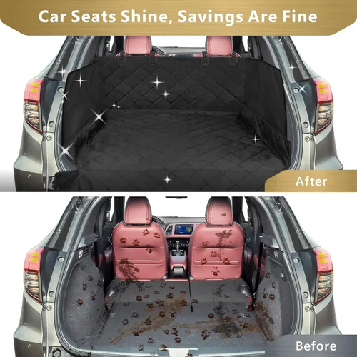 Vista 3 de F-color Funda para compartimiento de carga para SUV para perros - Forro de carga para mascotas impermeable con solapas laterales, cubierta de carga