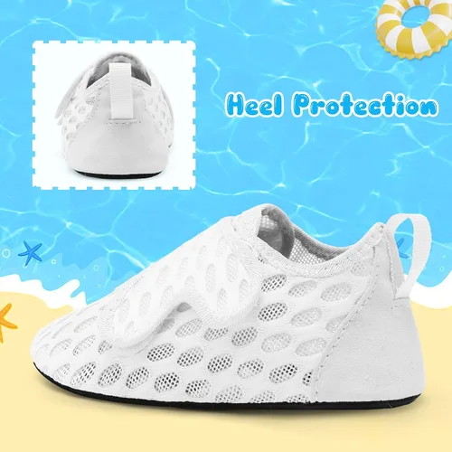 Vista 4 de XIHALOOK Zapatos acuáticos para niños y niñas, de secado rápido, para la playa, natación, piscina, zapatos descalzos, calcetines acuáticos