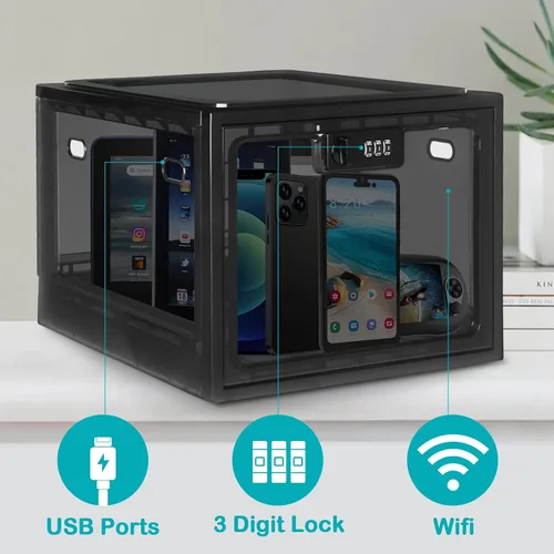 Vista 4 de Lalifebuss Cajas de cerradura de combinación para artículos personales, caja de almacenamiento con cerradura para casillero