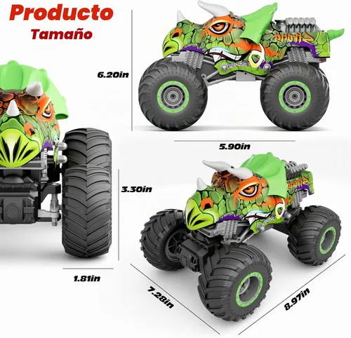 Vista 5 de Monster Truck Toys, coche de control remoto 1:16 con luz y música Verde