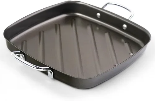 Vista 7 de Sartén para barbacoa al aire libre – 11" x 15" Topper con asas, bandejas para asar a la parrilla, bandeja de barbacoa