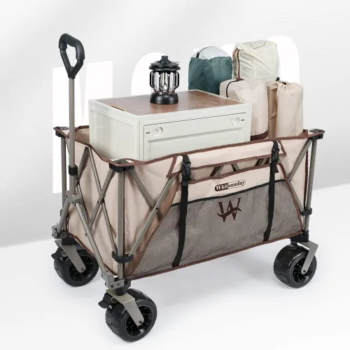 Vista 7 de Whitsunday Carro plegable de alta resistencia, carro utilitario de carga de 380 libras con ruedas grandes todo terreno, carro plegable al aire libre