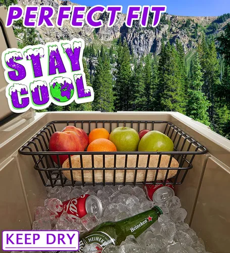 Vista 4 de Paquete de 2 cestas enfriadoras para YETI Tundra Haul, estante doble para doble almacenamiento, cesta de productos secos para enfriadores con ruedas