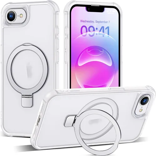 Vista 143 de SKYLMW - Funda compatible con iPhone 11 de 6.1 pulgadas, con soporte magnético invisible tipo anillo, funda translúcida de grado militar, compatible