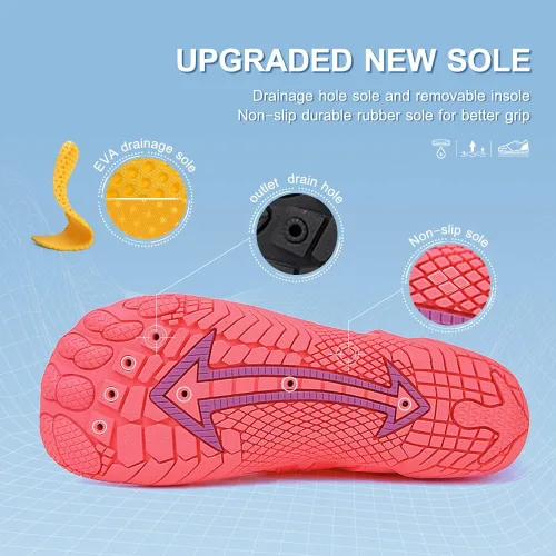 Vista 4 de Zapatos de agua para mujeres y hombres, zapatos de playa, zapatos de natación, zapatos de piscina, zapatos de río, zapatos descalzos de secado