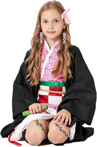 Vista 4 de PTXZEQ Disfraz de Tanjiro Kamado Demon Coslpay para Halloween Niños Audlt