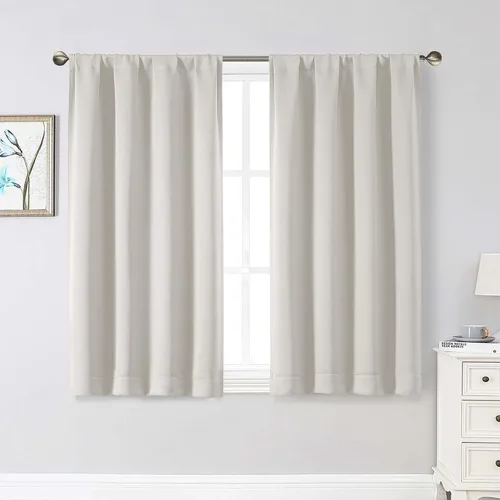 Vista 197 de Cortinas opacas para dormitorio, sala de estar, juego de 2 paneles de 54 pulgadas de largo, cortinas de oscurecimiento de habitación con aislamiento