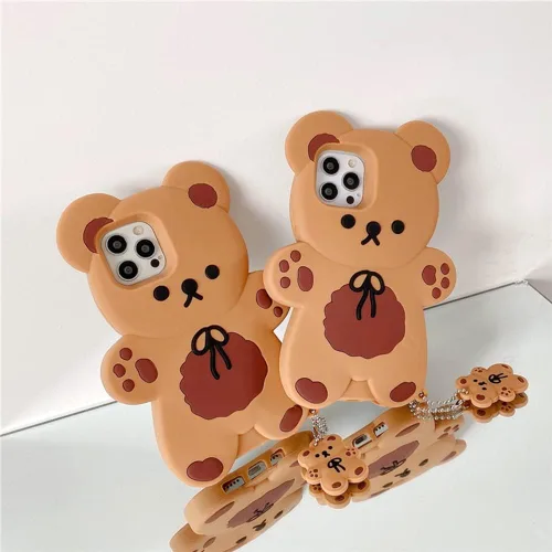 Vista 6 de Funda para teléfono JIATAY para iPhone 6 / 6s para niñas y mujeres, linda carcasa protectora de silicona suave con diseño de dibujos animados 3D Oso